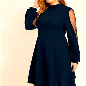 SHEIN blue and lace sleeve detailed dress